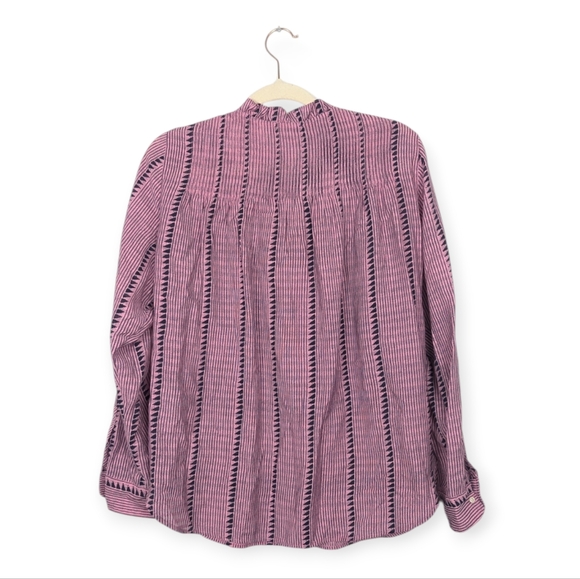 J. Crew Pink Ruffled Neck Pin Tuck Popover Blouse Size M - Picture 2 of 9